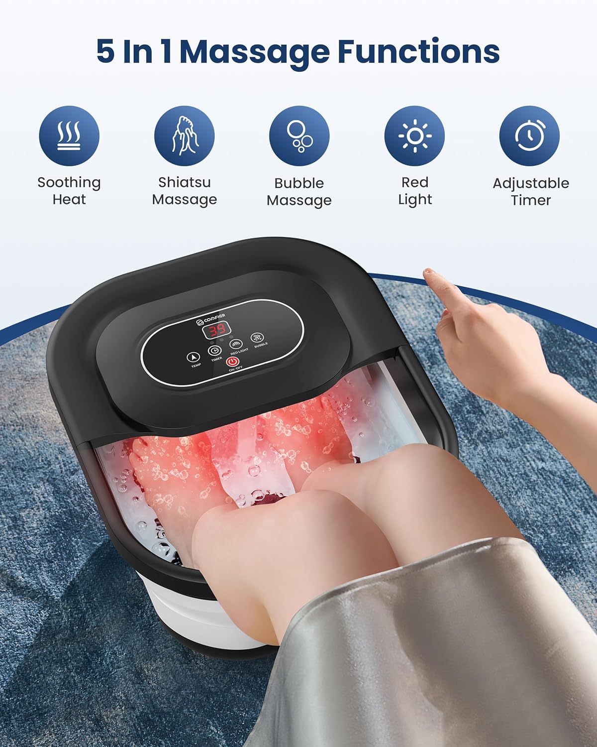 RelaxSpa™ Foldbart Fodmassagebad med Varme & Bobler